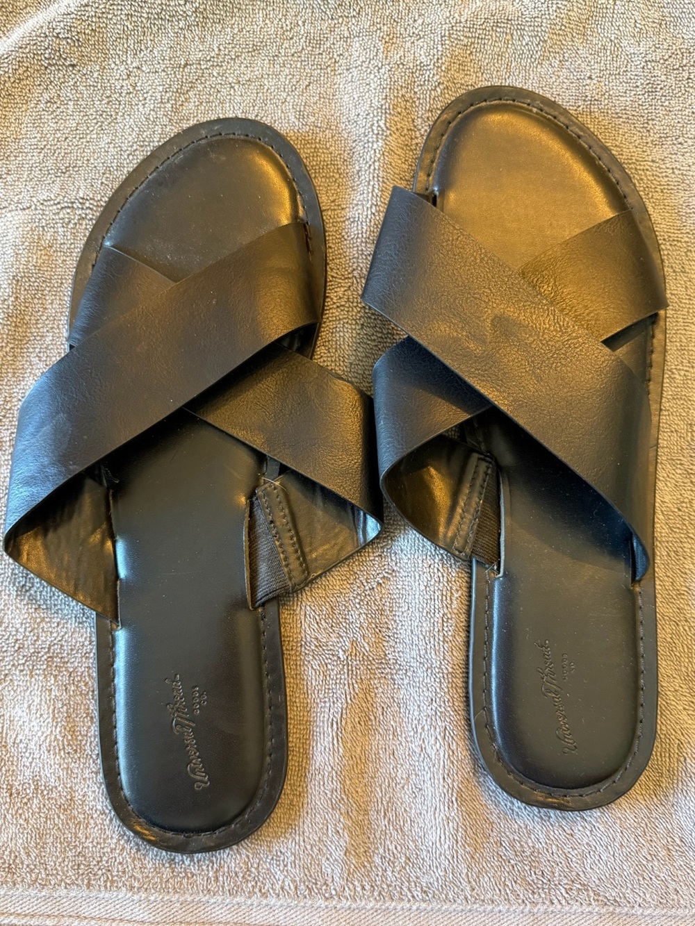 Black Cross-Strap Slide Sandals SIZE 10